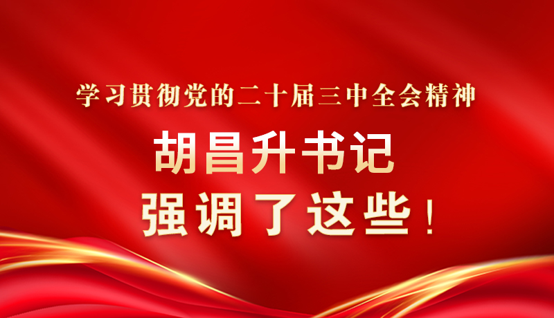 圖解|學習貫徹黨的二十屆三中全會精神 胡昌升書記強調了這些!